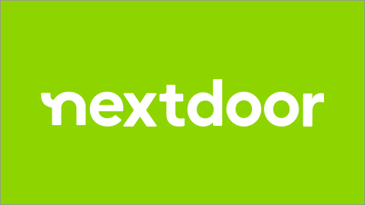 Nextdoor logo in white on a lime green background.